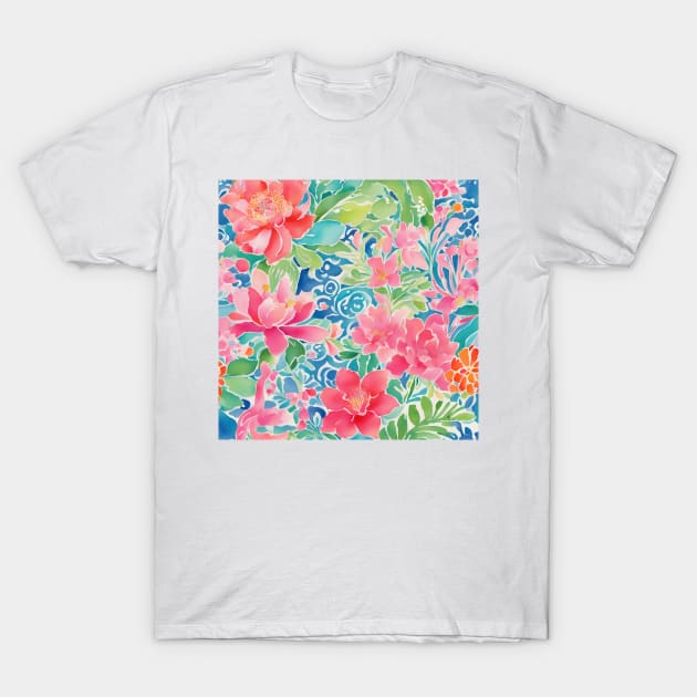 Preppy watercolor flowers T-Shirt by SophieClimaArt